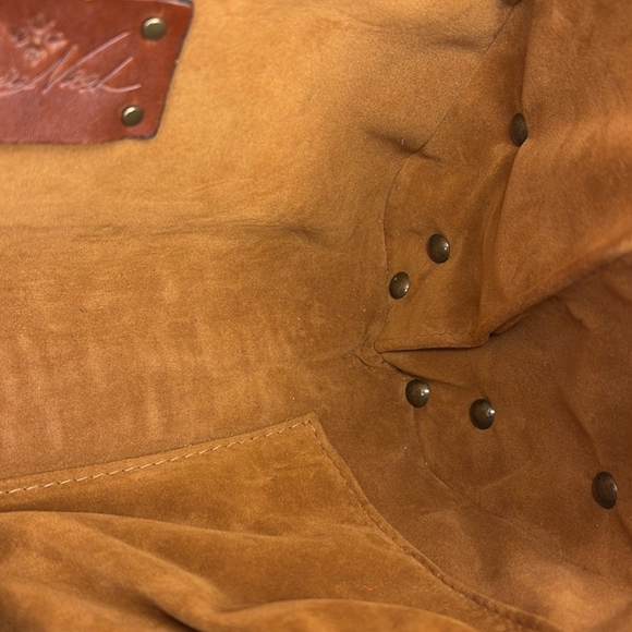 Patricia Nash Leather And Wicker Satchel Tote Bag Turn Lock - Picture 15 of 17